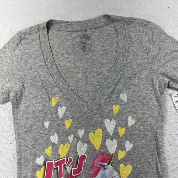 Universal Studios Women's Small Despicable Me Unicorn V Neck Graphic T Shirt NWT - Picture 2 of 12